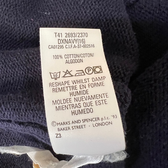 Marks & Spencer Preppy Varsity Vintage Cardigan with Argyle Pattern 100% Cotton - Picture 10 of 10